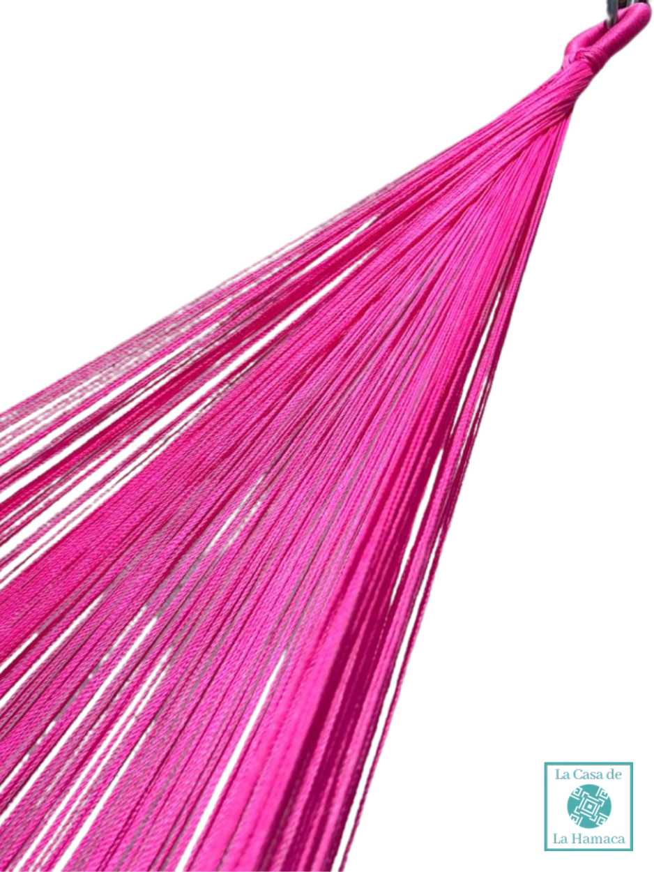 Hamaca Yucateca Artesanal Hilo 18 Nylon Rosa