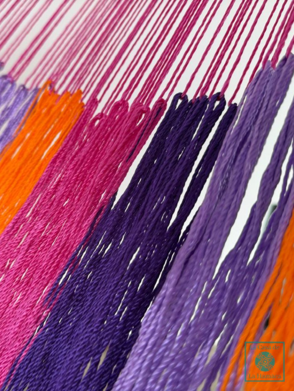 Hamaca Yucateca Artesanal Hilo 18 Nylon Rosa