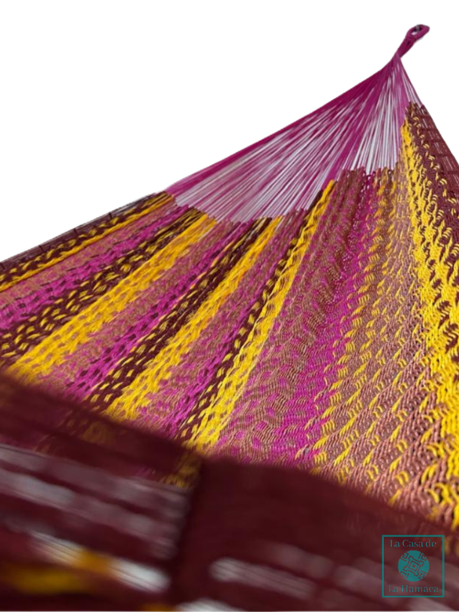 Hamaca Yucateca Artesanal Hilo 18 Nylon Rosa