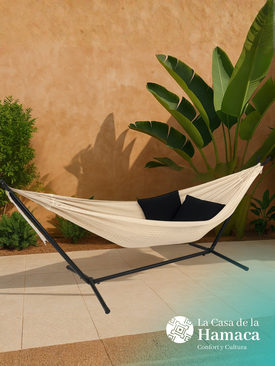 Hamaca Mexicana Beige con Base