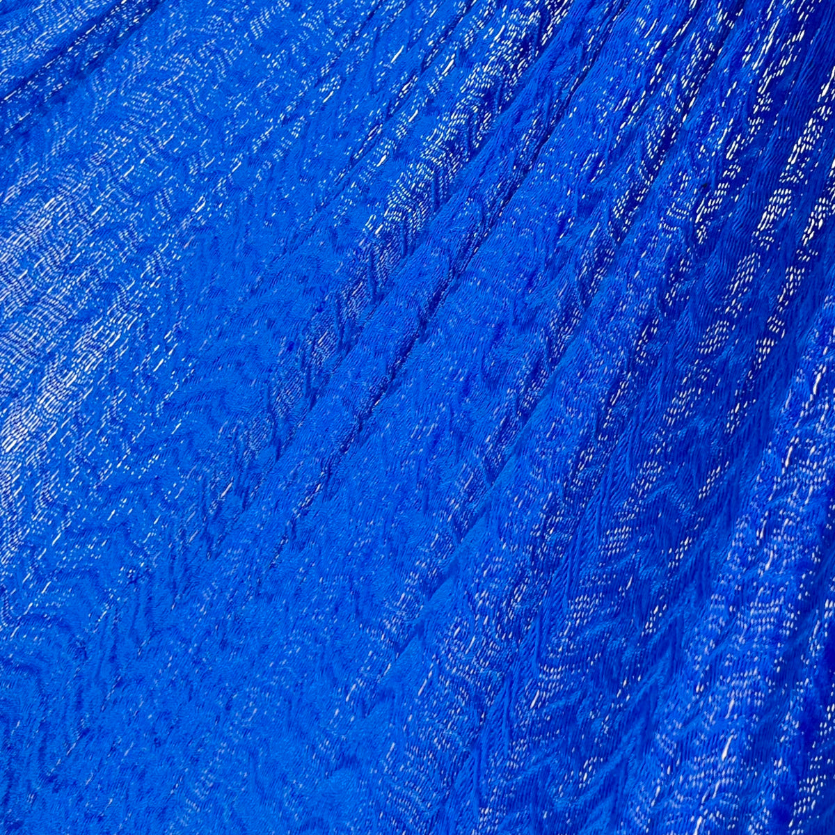 Detalle del tejido de nylon de la hamaca artesanal Yucateca azul