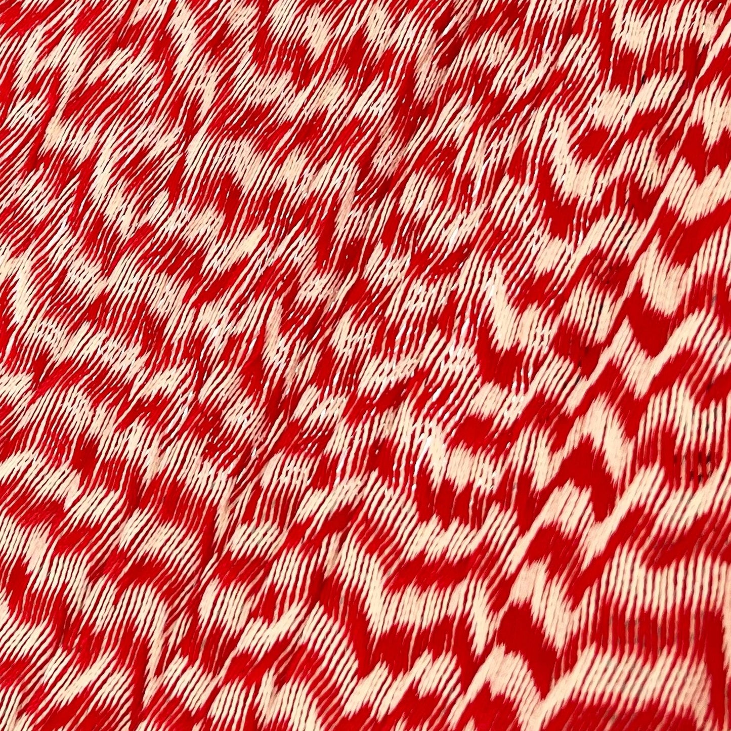 Detalle del tejido de nylon de la hamaca artesanal Yucateca rojo y blanco