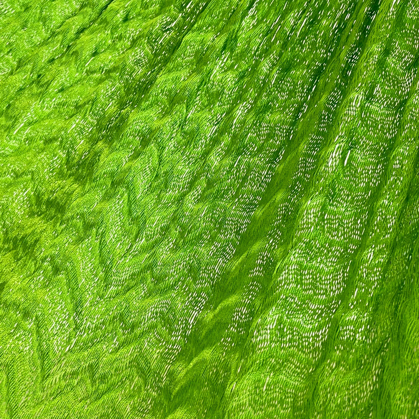 Detalle del tejido de nylon de la hamaca artesanal Yucateca verde lima