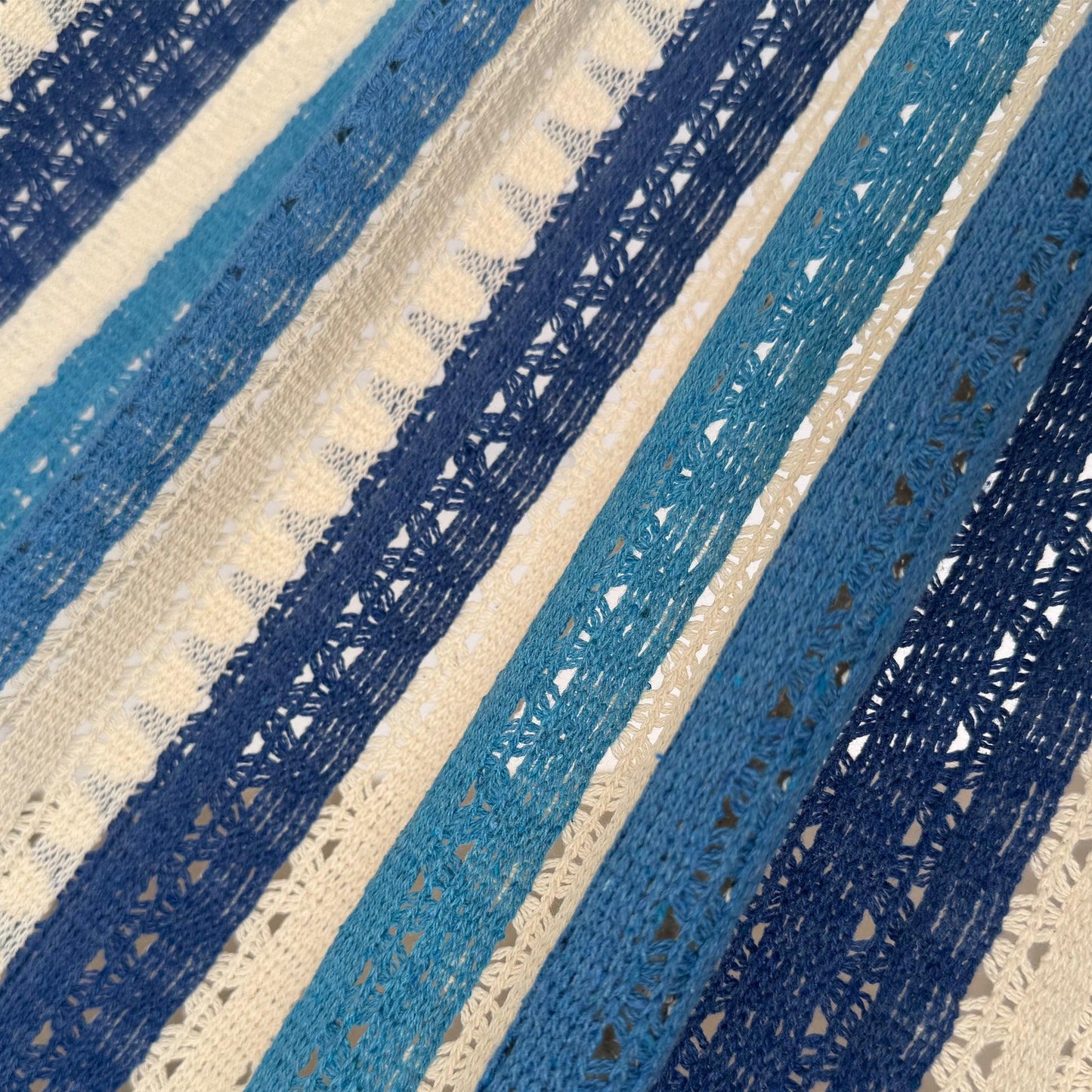 Detalle del tejido de la hamaca Mexicana azules king size