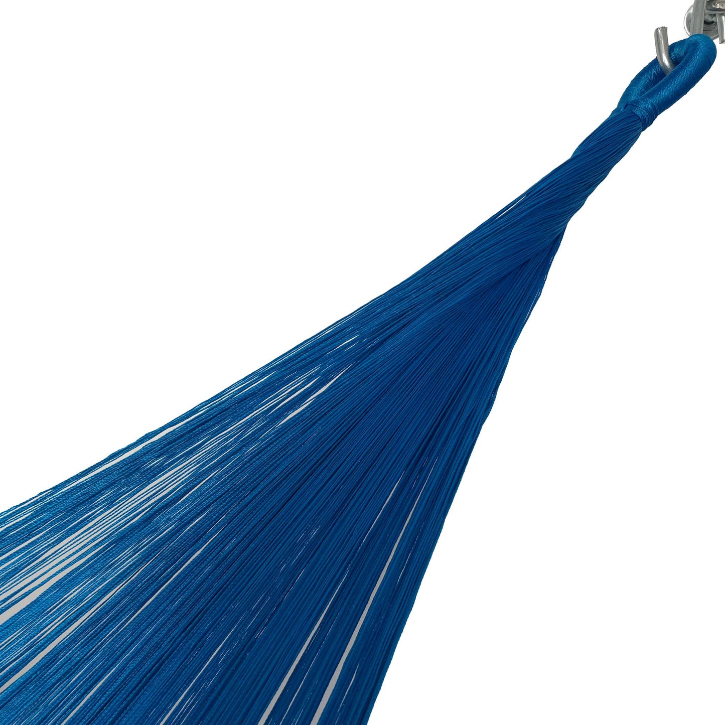 Brazo de hamaca Yucateca artesanal de algodón suave azul