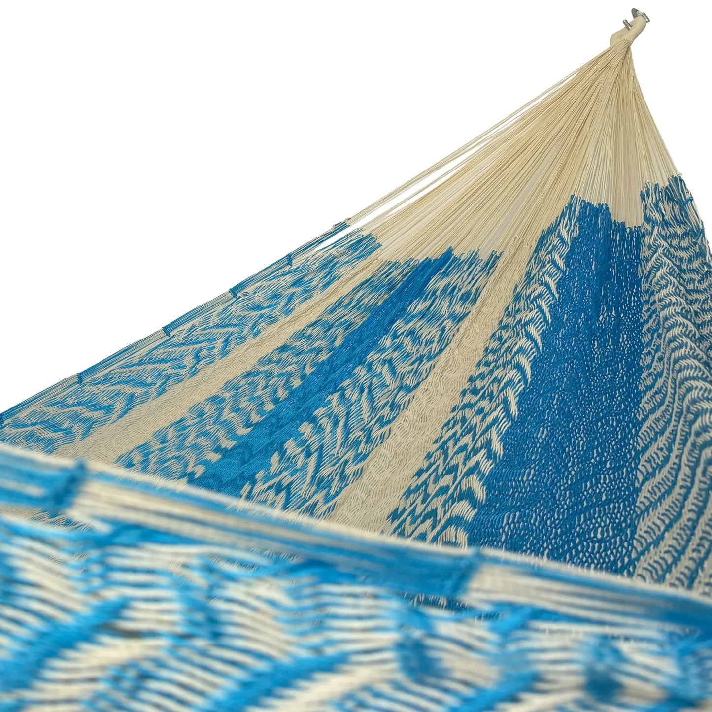 Interior de hamaca Yucateca artesanal de nylon hilo 18 color azul claro y beige