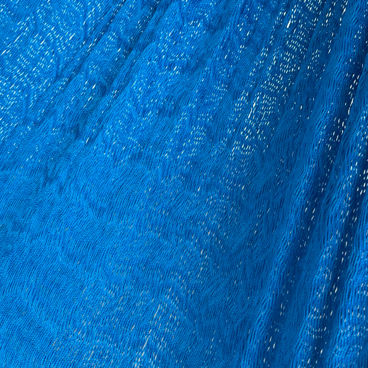 Detalle del tejido de nylon hilo 18 de la hamaca Yucateca artesanal azul rey