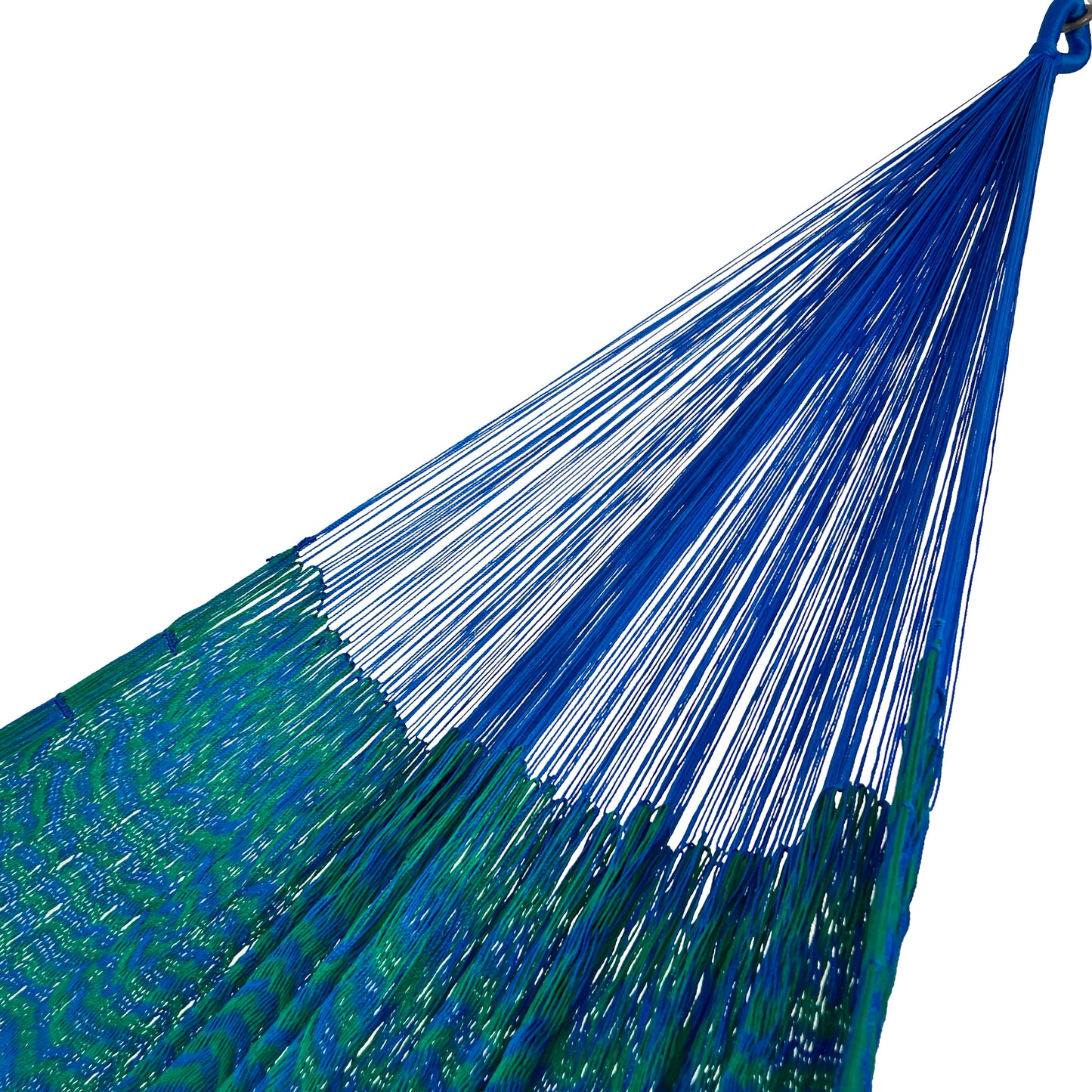 Brazo de hamaca Yucateca artesanal de nylon hilo 18 color azul
