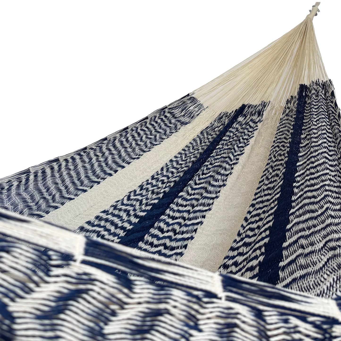 Interior de hamaca Yucateca artesanal de nylon hilo 18 color azul y beige
