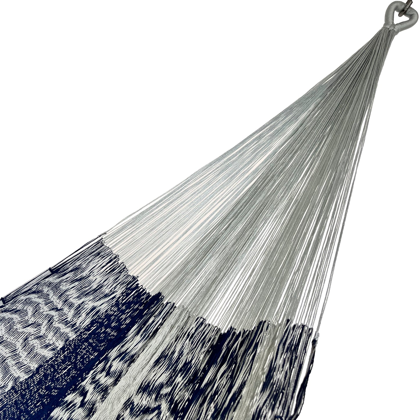 Brazo de hamaca Yucateca artesanal de nylon hilo 18 color azul y gris
