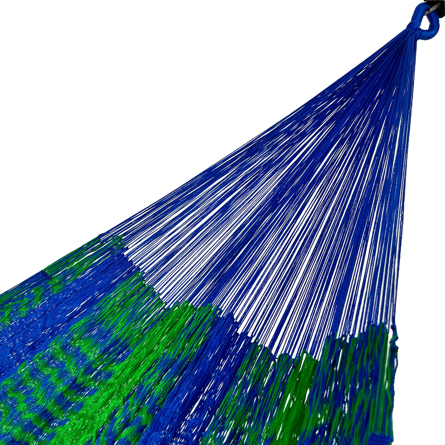 Brazo de hamaca Yucateca artesanal de nylon hilo 18 color azul y verde