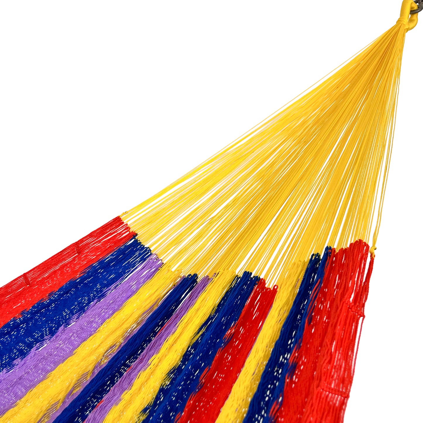 Brazo de hamaca Yucateca artesanal de nylon hilo 18 rayada multicolor