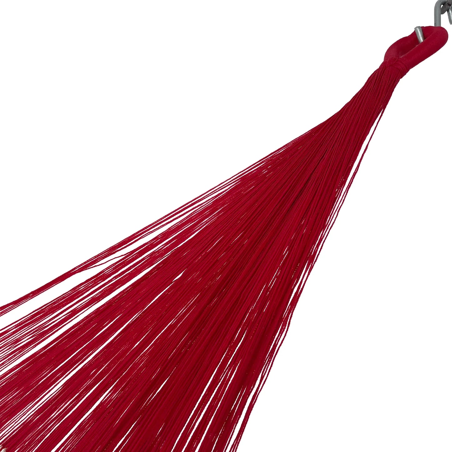 Brazo de hamaca Yucateca artesanal de nylon hilo 18 color rojo y beige