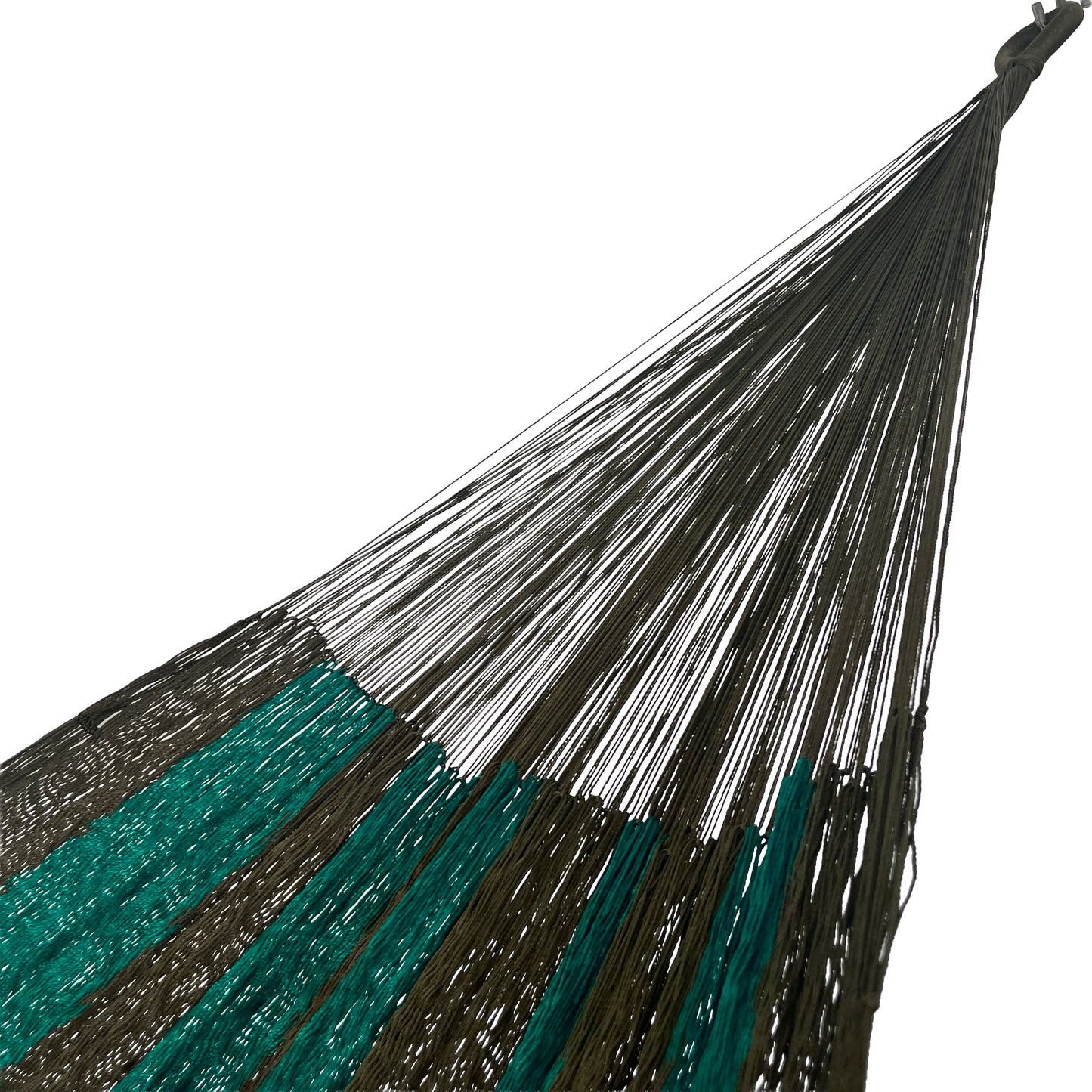 Brazo de hamaca Yucateca artesanal de nylon hilo 18 color verde oscuro