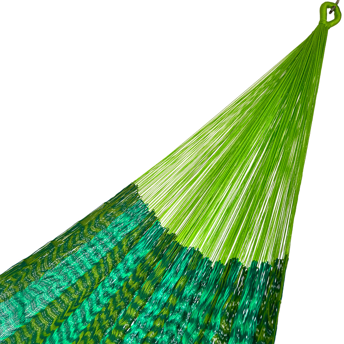 Brazo de hamaca Yucateca artesanal de nylon hilo 18 color verde oscuro