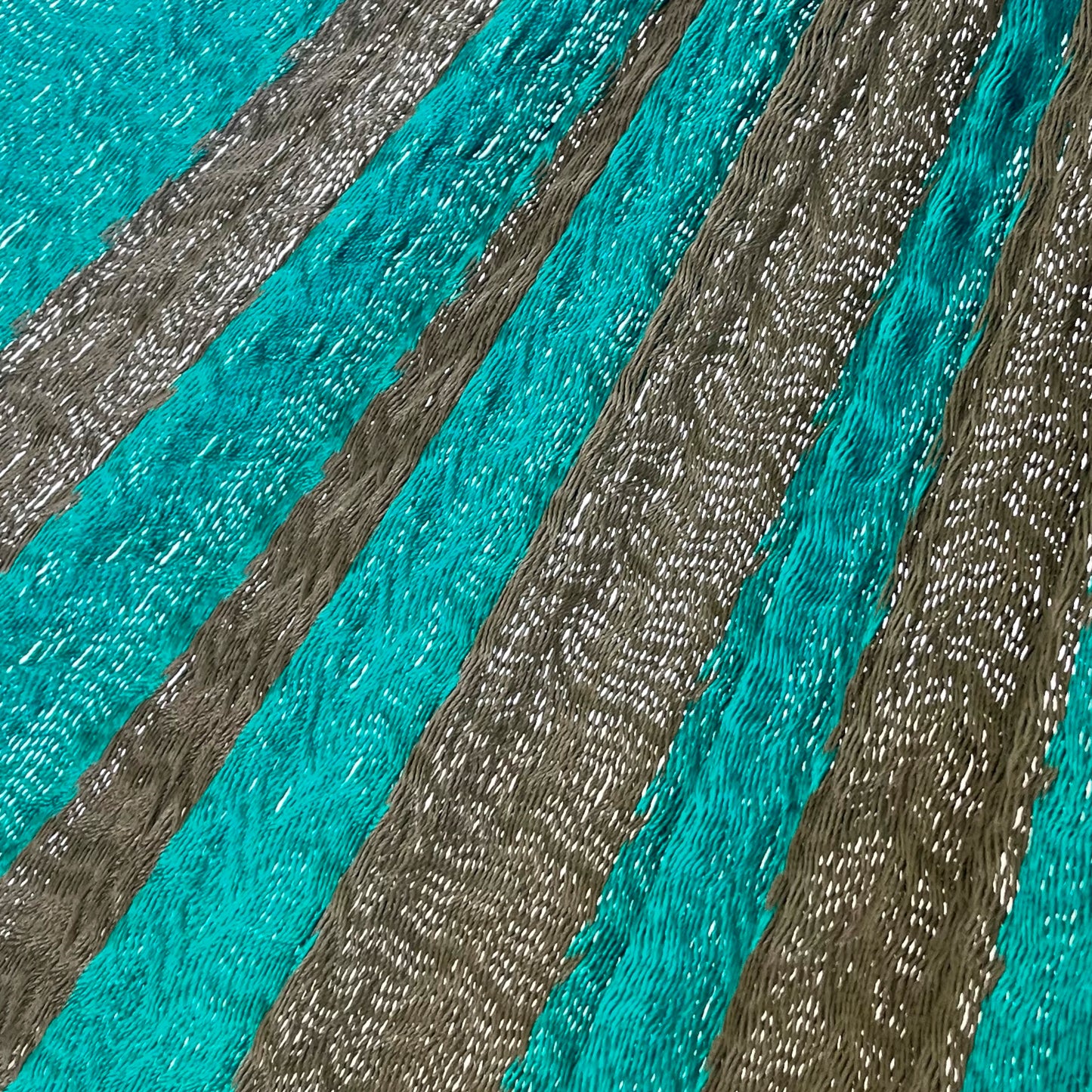 Detalle del tejido de nylon hilo 18 de la hamaca Yucateca artesanal verde oscuro