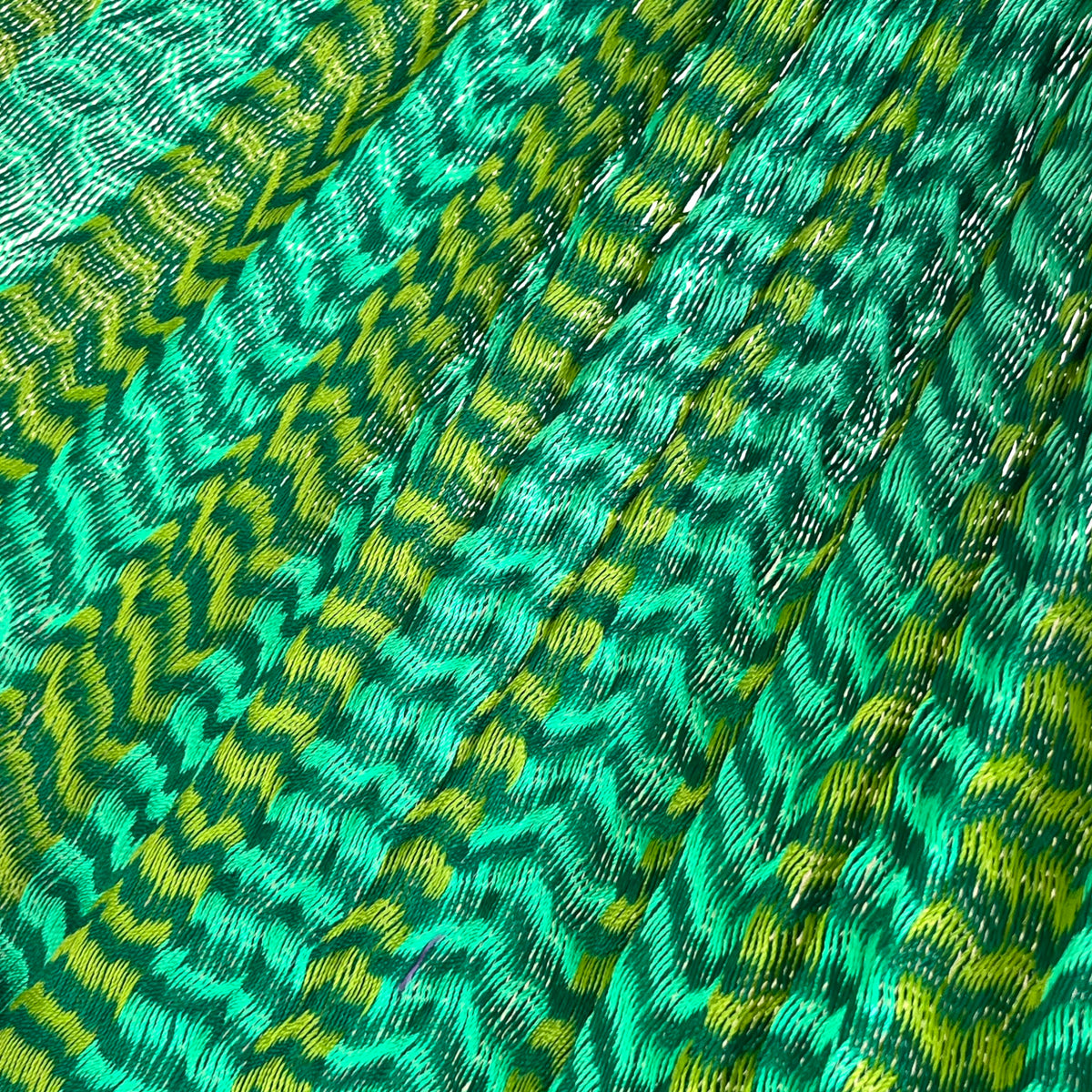 Detalle del tejido de nylon hilo 18 de la hamaca Yucateca artesanal verde oscuro