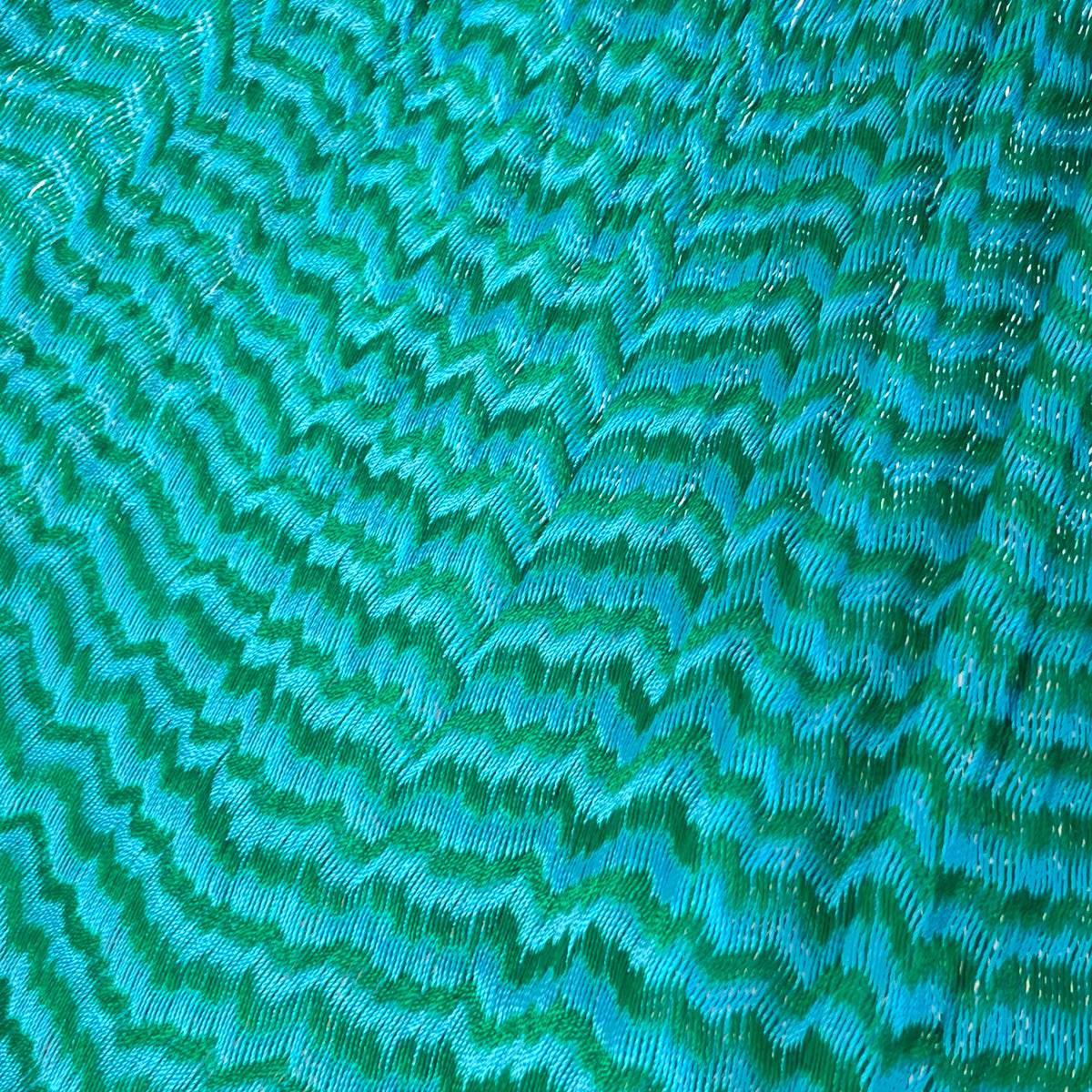 Detalle del tejido de nylon hilo 18 de la hamaca Yucateca artesanal verde y azul