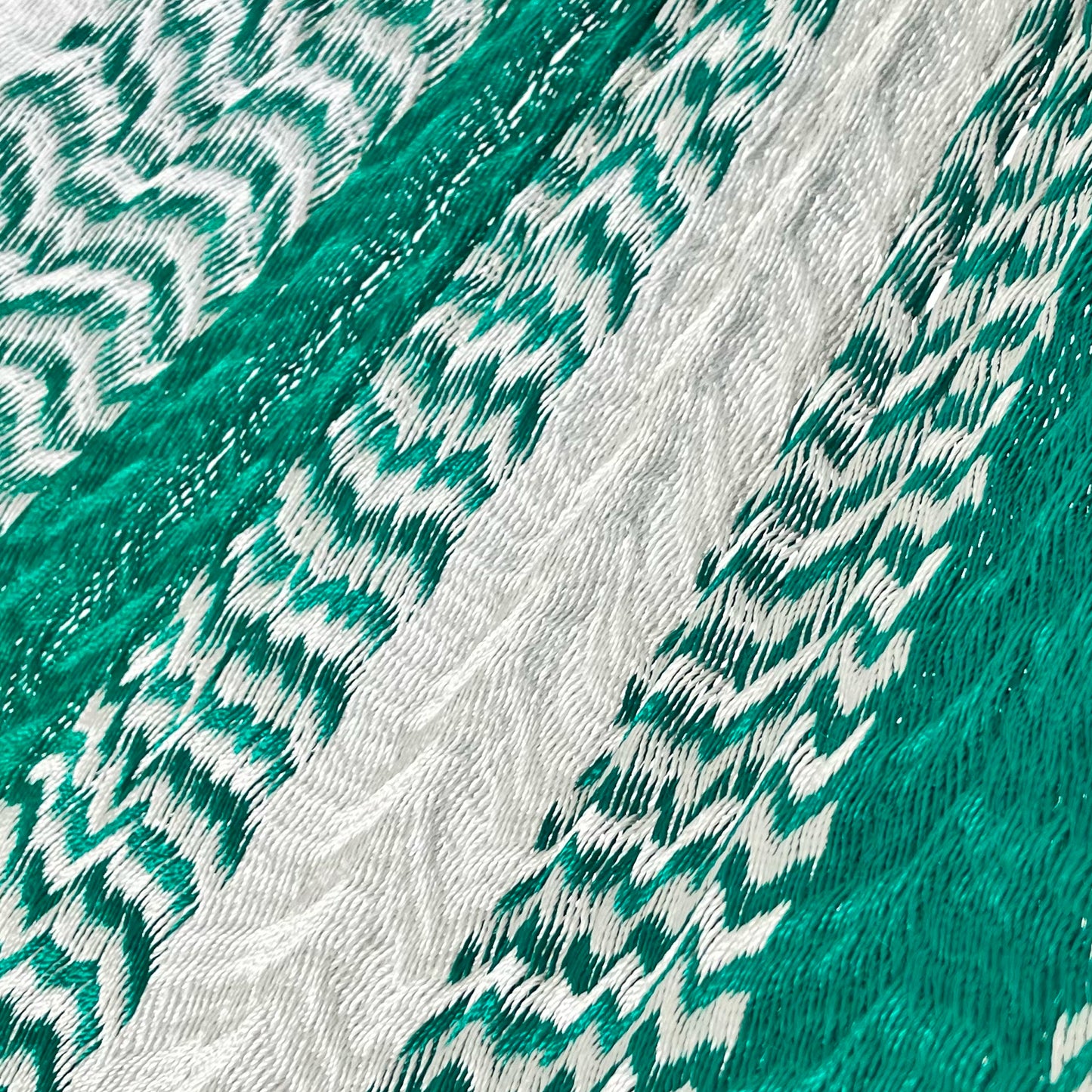 Detalle del tejido de nylon hilo 18 de la hamaca Yucateca artesanal verde y gris