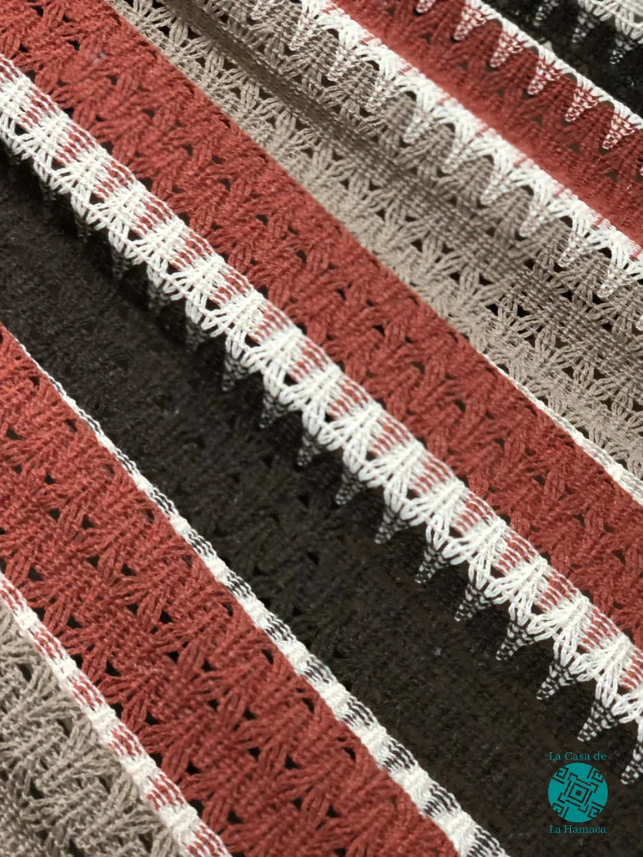 Detalle del tejido de hamaca mexicana mocaccino de algodón