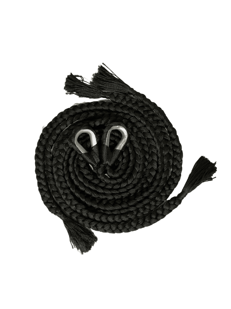 Par de cuerdas yucatecas artesanales para hamaca en color negro, cuerdas enrolladas para instalación