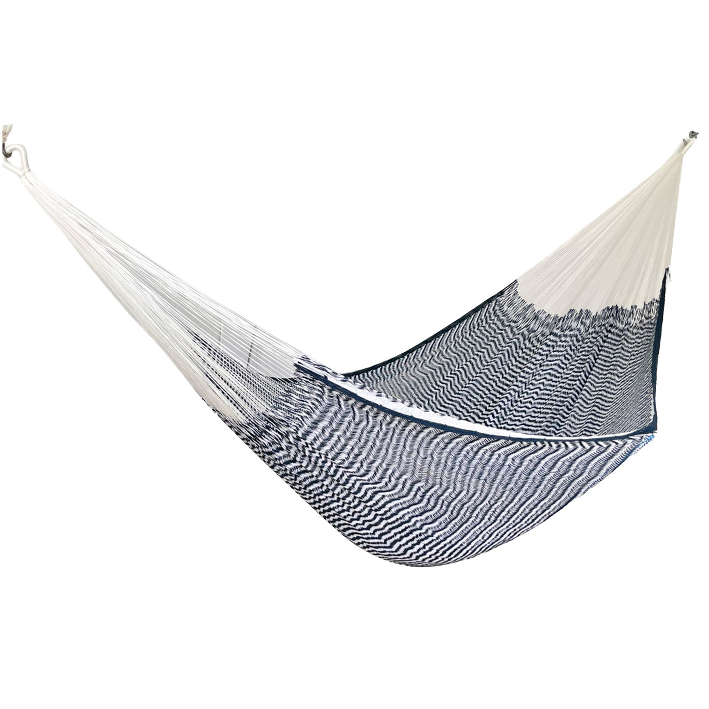 Hamaca Yucateca Artesanal Algodón Suave - Azul y Blanco