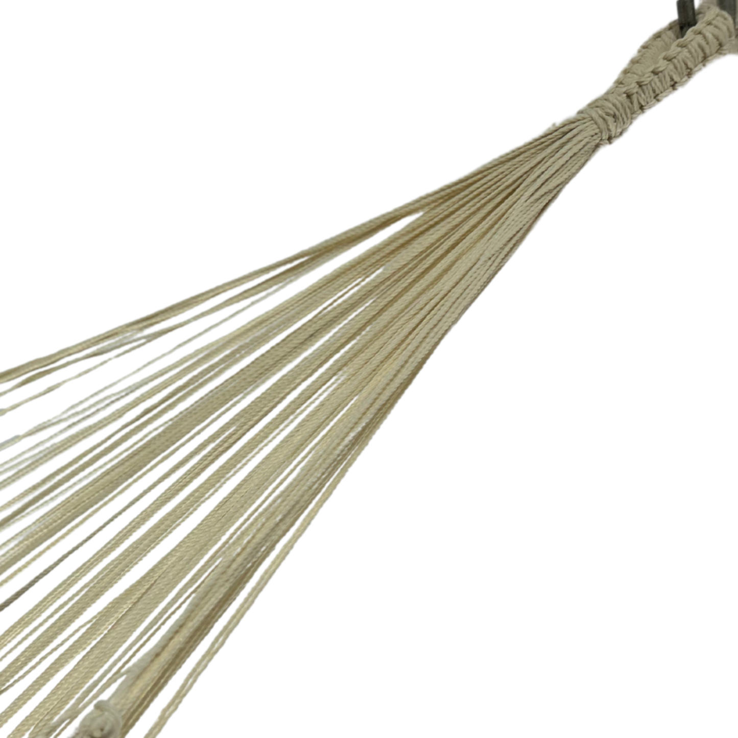 Detalle del brazo de hamaca mexicana king size de algodón beige