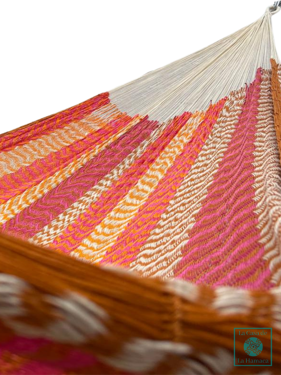 Hamaca Yucateca Artesanal Hilo 18 Nylon Naranja