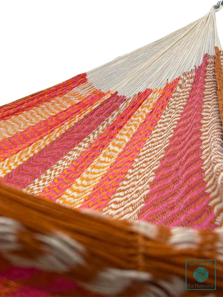 Hamaca Yucateca Artesanal Hilo 18 Nylon Naranja