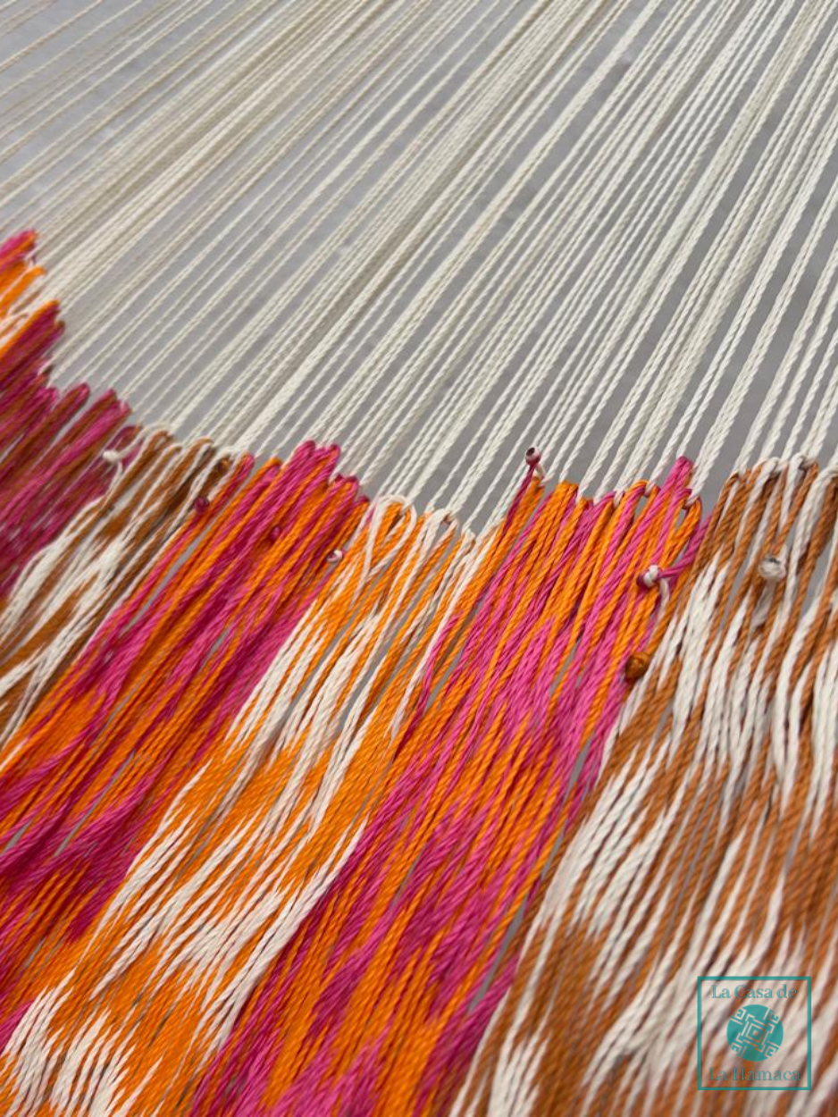 Hamaca Yucateca Artesanal Hilo 18 Nylon Naranja