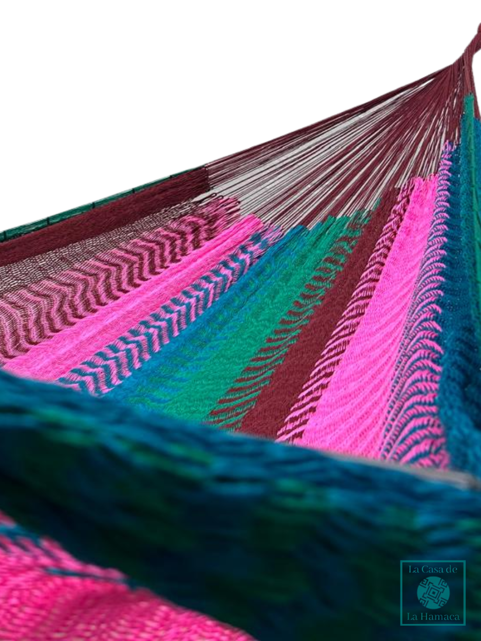Hamaca Yucateca Artesanal Hilo 18 Nylon Rosa