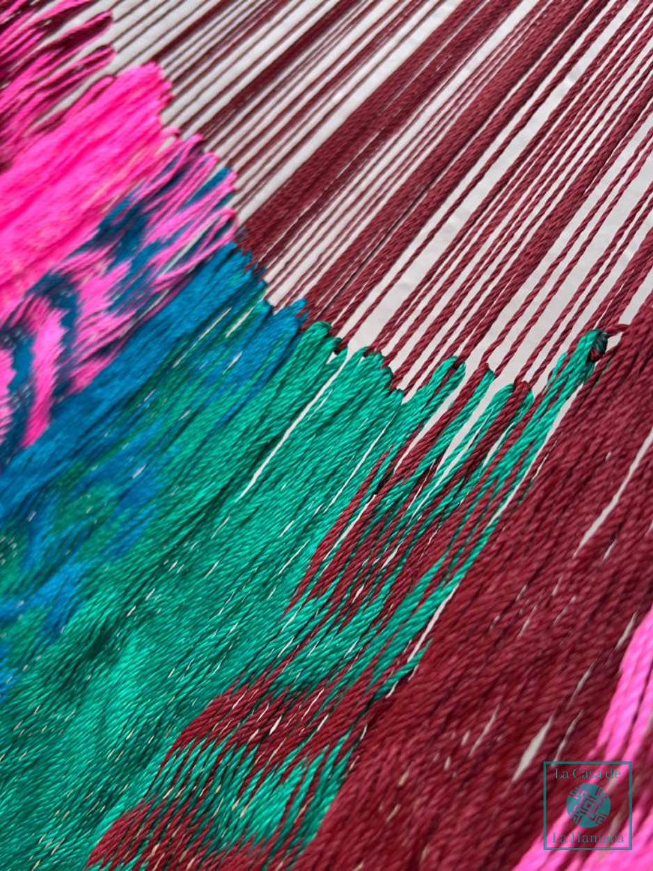 Hamaca Yucateca Artesanal Hilo 18 Nylon Rosa