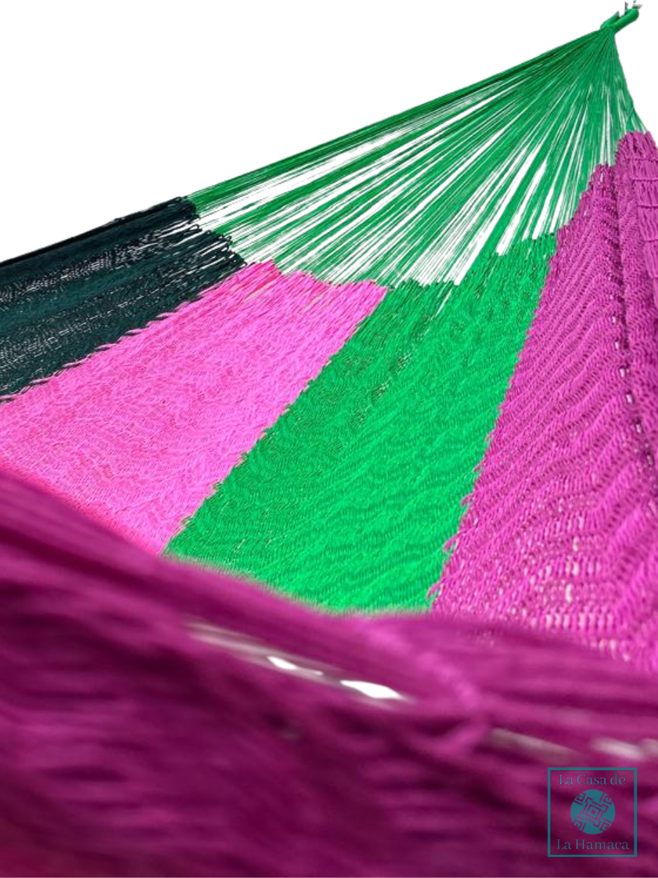 Hamaca Yucateca Artesanal Hilo 18 Nylon Rosa