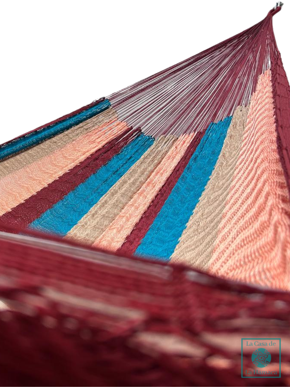 Hamaca Yucateca Artesanal Hilo 18 Nylon Rosa