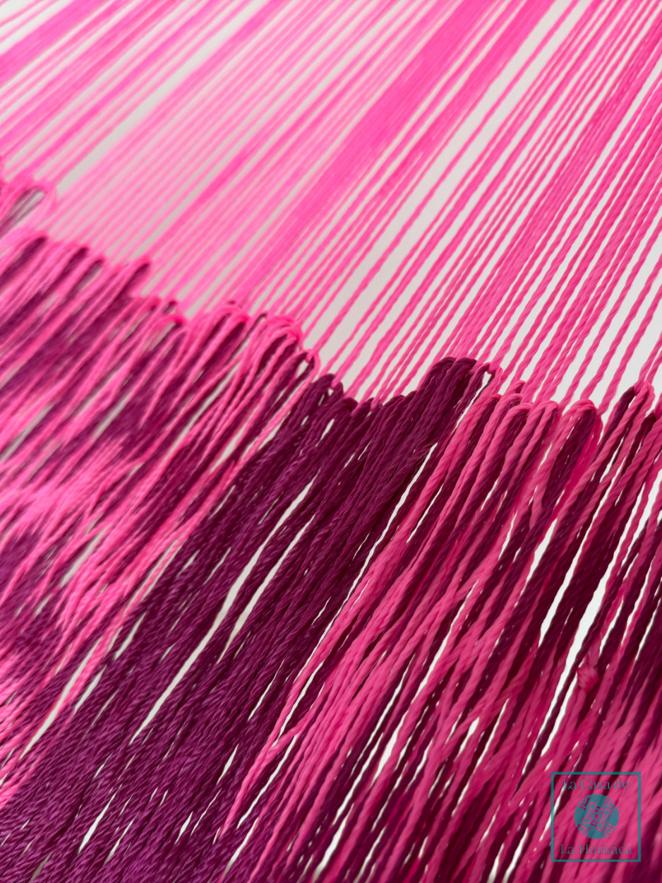 Hamaca Yucateca Artesanal Hilo 18 Nylon Rosa