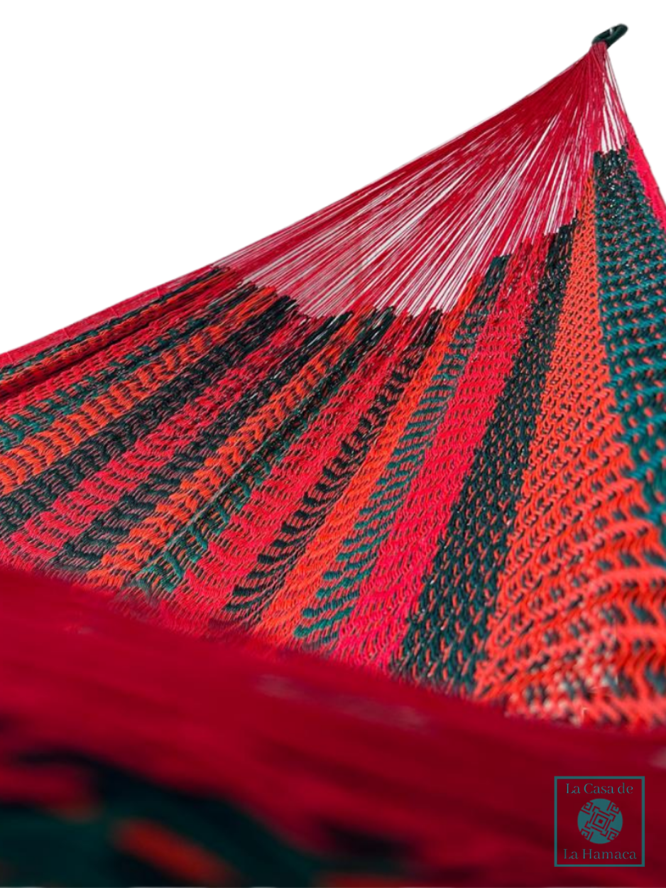 Hamaca Yucateca Artesanal Hilo 18 Nylon Rojo