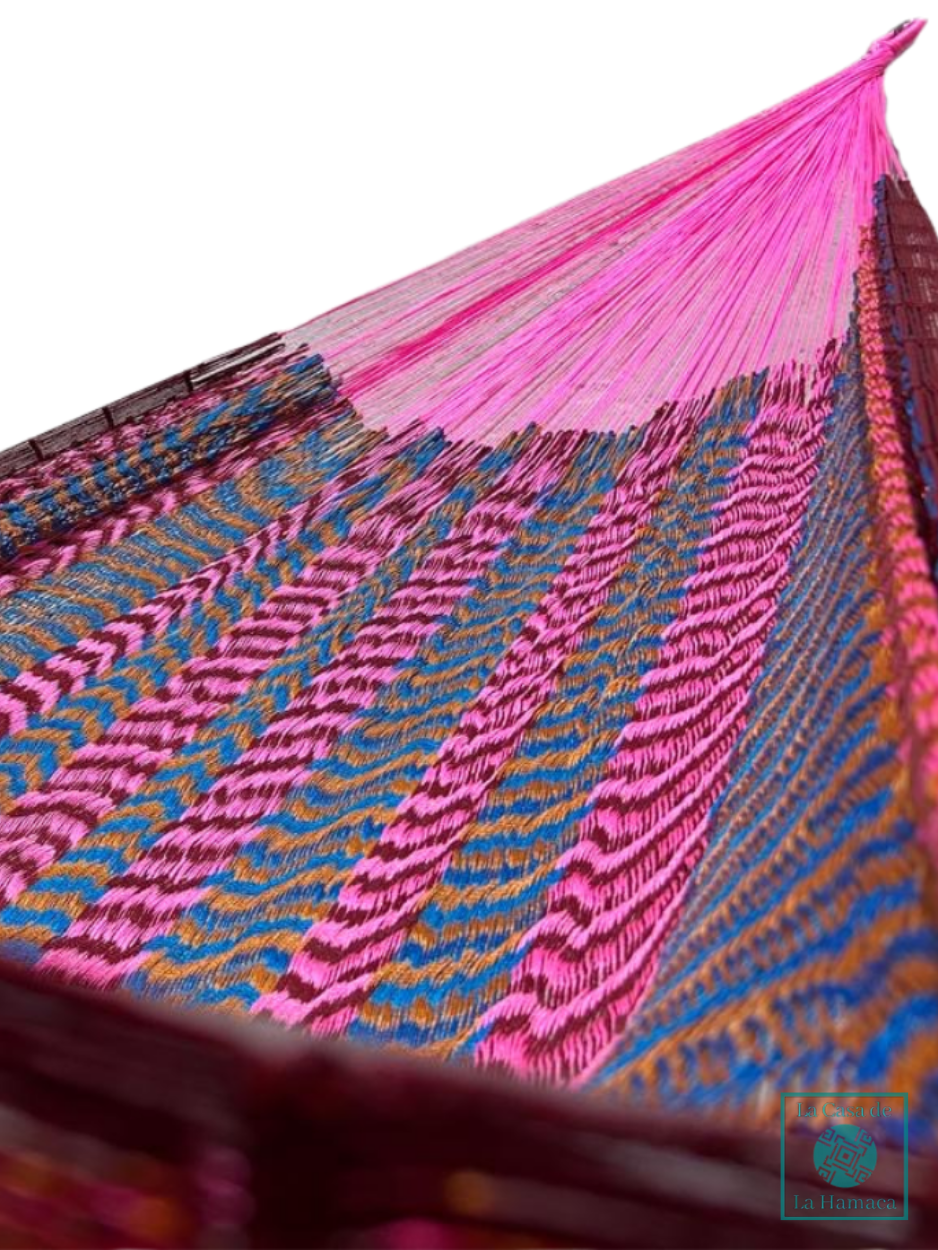 Hamaca Yucateca Artesanal Hilo 18 Nylon Rosa