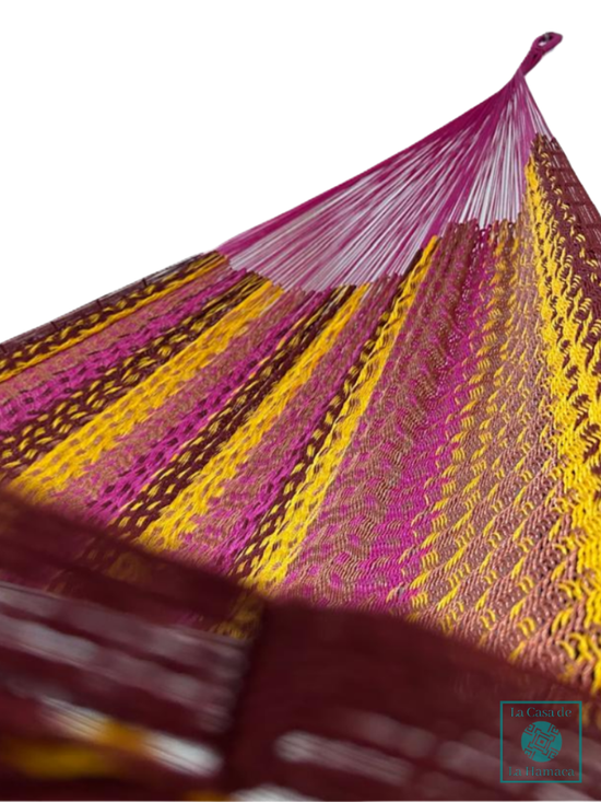 Hamaca Yucateca Artesanal Hilo 18 Nylon Rosa