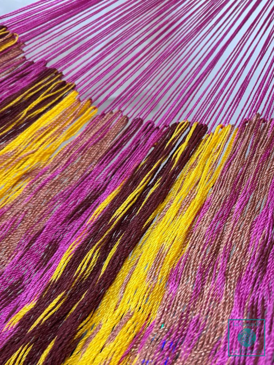 Hamaca Yucateca Artesanal Hilo 18 Nylon Rosa