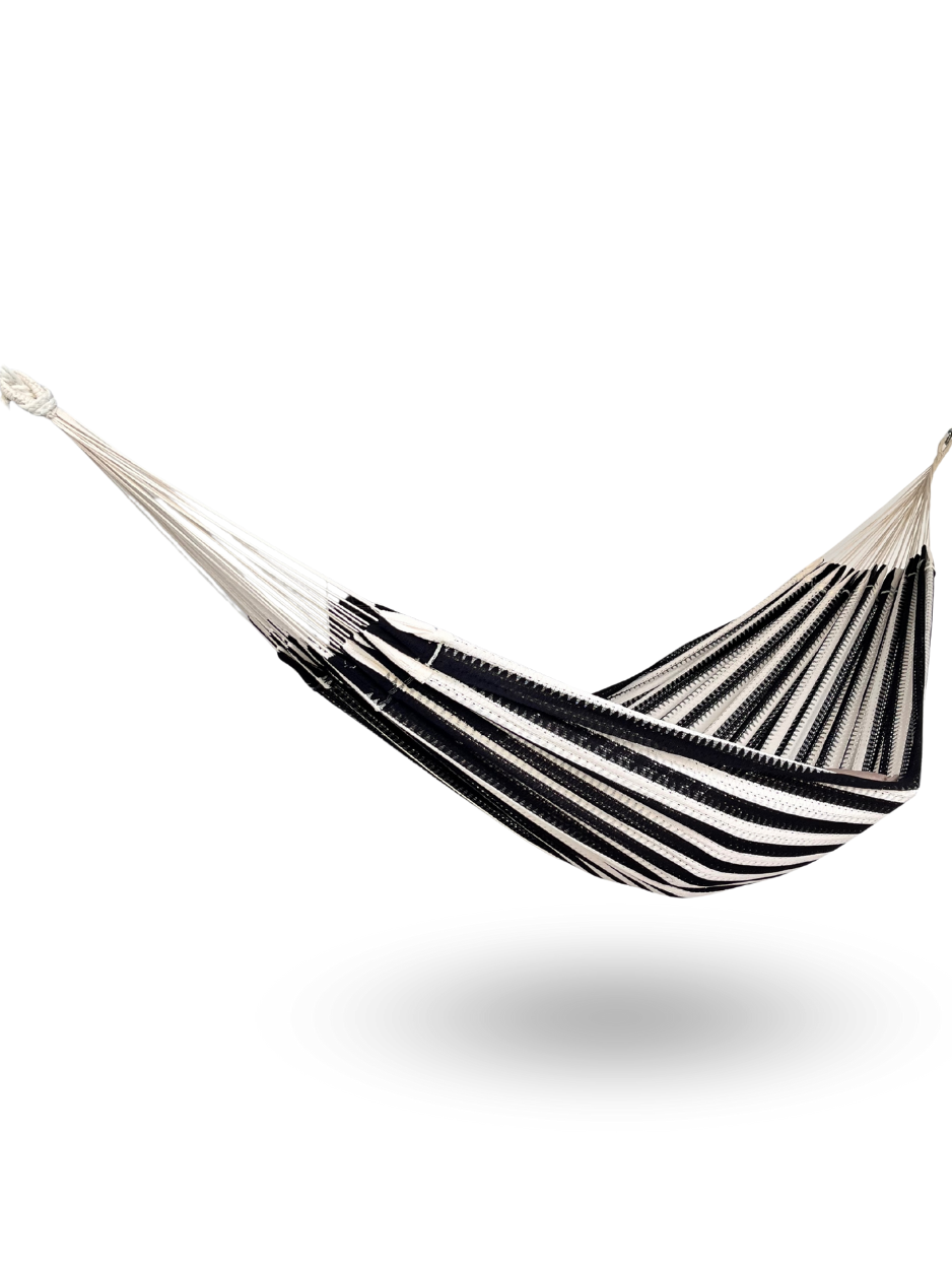 Hamaca Mexicana Negra y Beige King Size