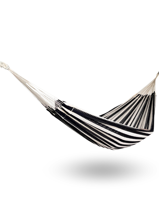 Hamaca Mexicana Negra y Beige King Size
