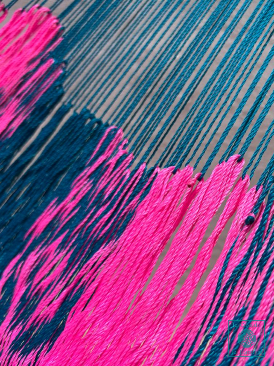 Hamaca Yucateca Artesanal Hilo 18 Nylon Rosa