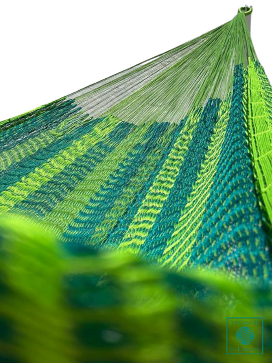 Hamaca Yucateca Artesanal Hilo 18 Nylon Verde