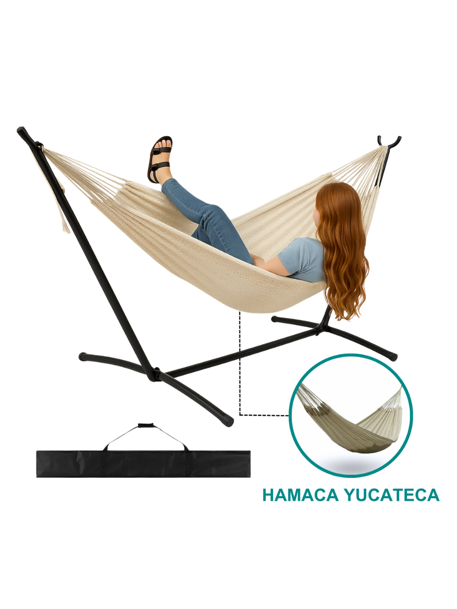 Hamaca Mexicana Beige con Base