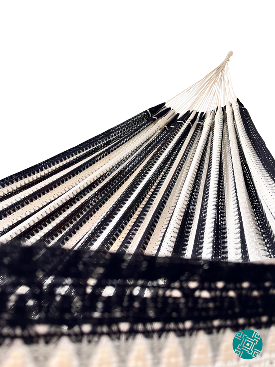 Hamaca Mexicana Negra y Beige King Size