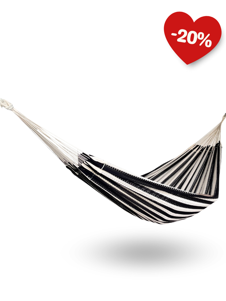 Hamaca Mexicana Negra y Beige King Size