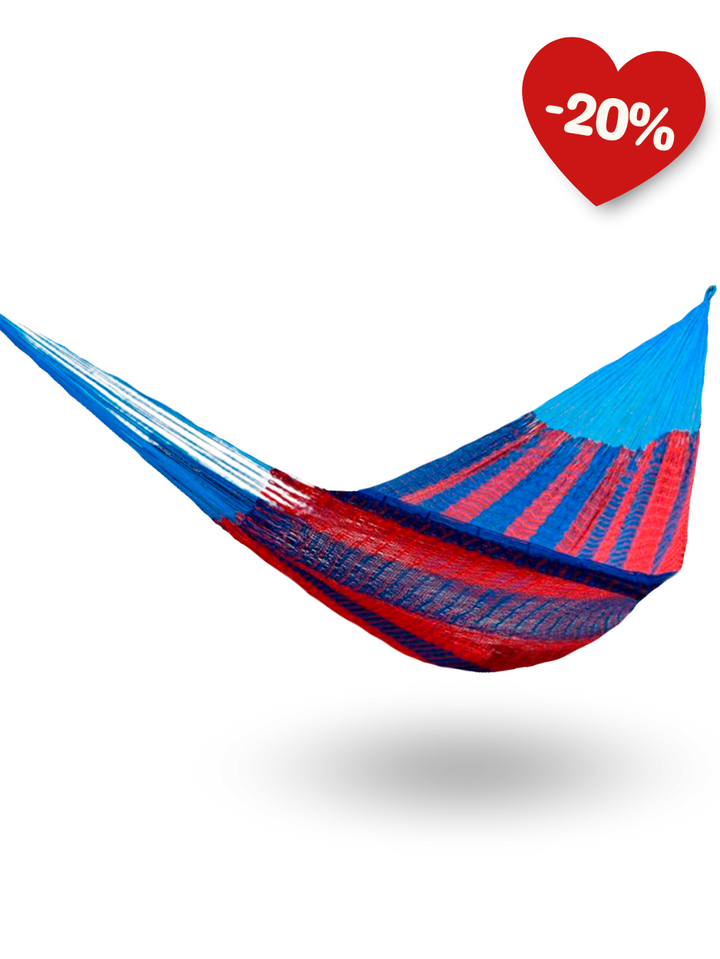 Hamaca Yucateca Artesanal Hilo 18 Nylon Azul