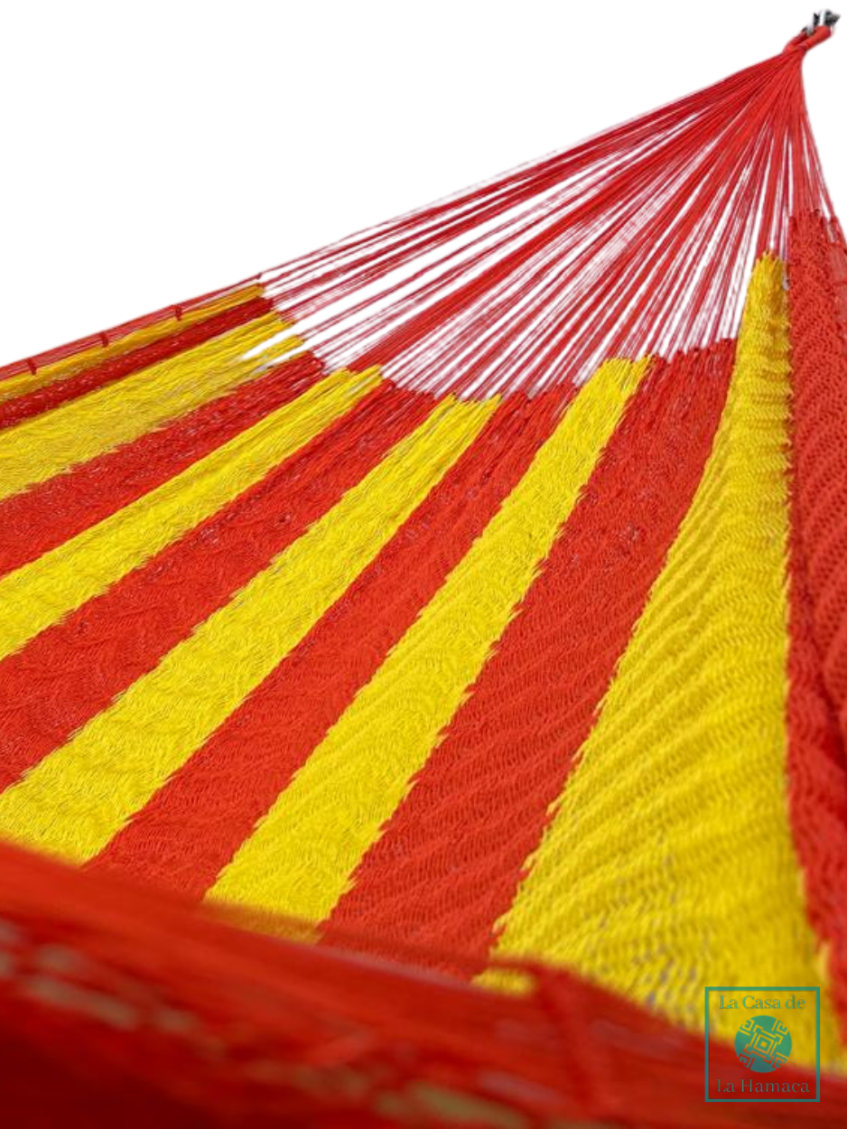 Hamaca Yucateca Artesanal Hilo 18 Nylon Naranja