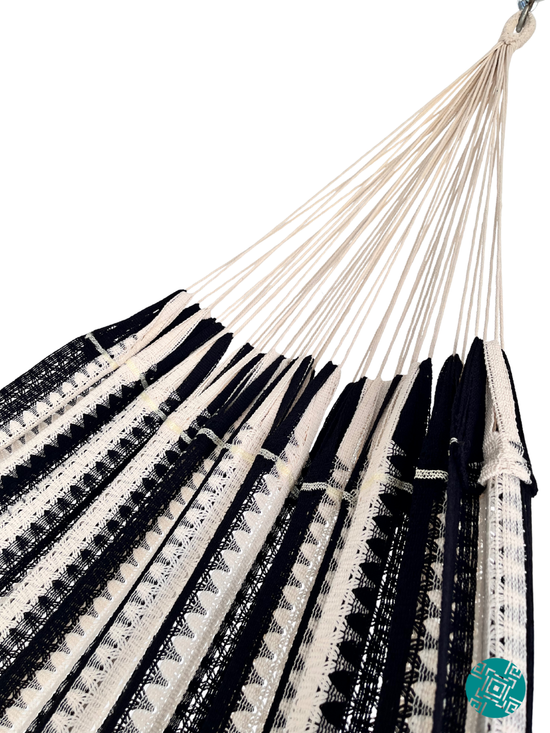 Hamaca Mexicana Negra y Beige King Size
