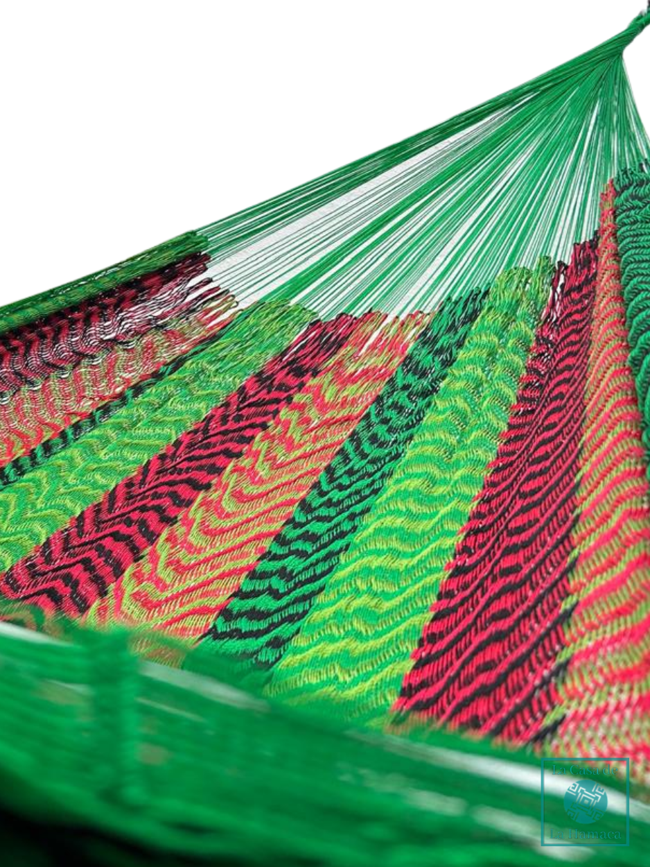Hamaca Yucateca Artesanal Hilo 18 Nylon Verde